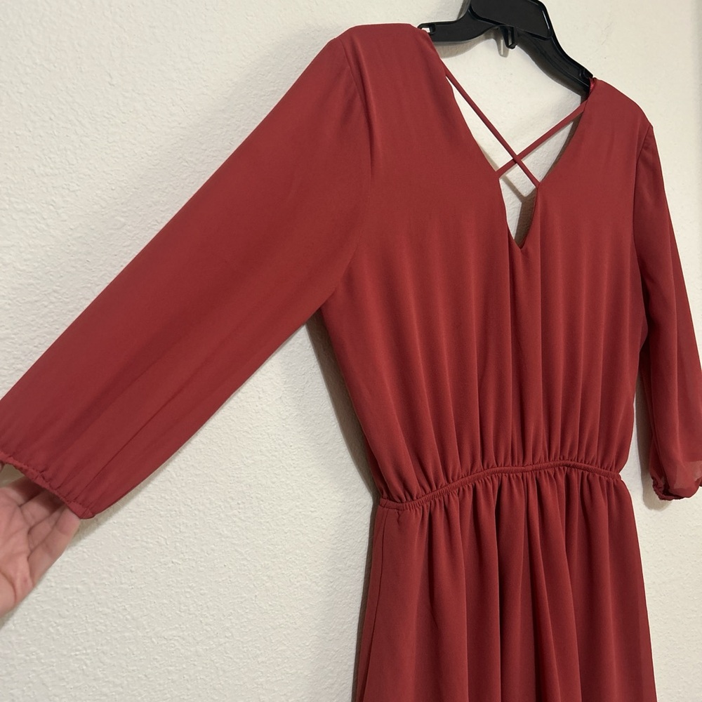 Monteau Los Angeles Burnt Orange Lattice Shoulder Romper Size Medium - Picture 5 of 8